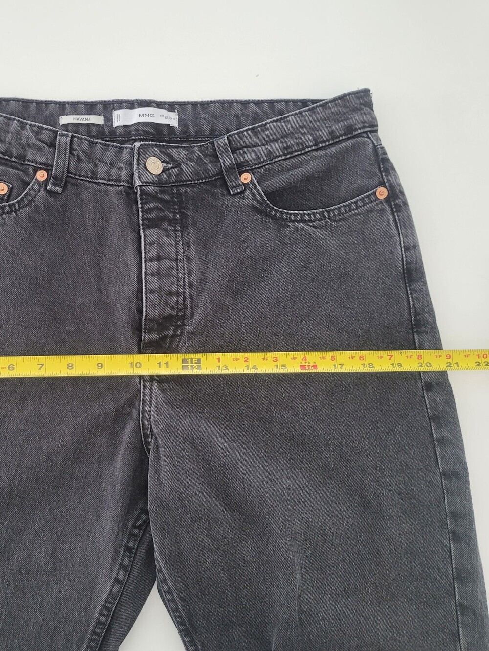 Mango Havana High-Rise Black Wash Straight Jeans Size 10 - Picture 9 of 14
